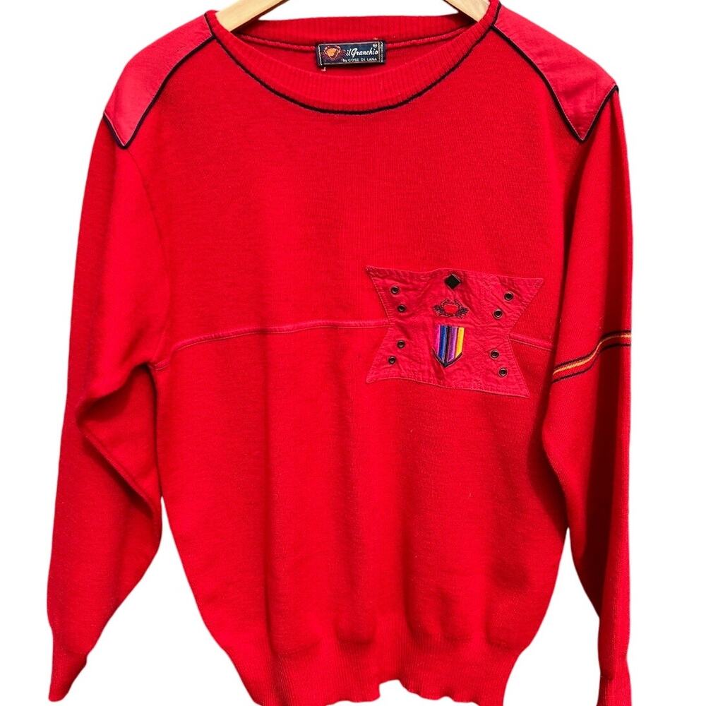 Il Granchio Cose Di Lana Italy Vintage 80s red wool acrylic sweater Size Large